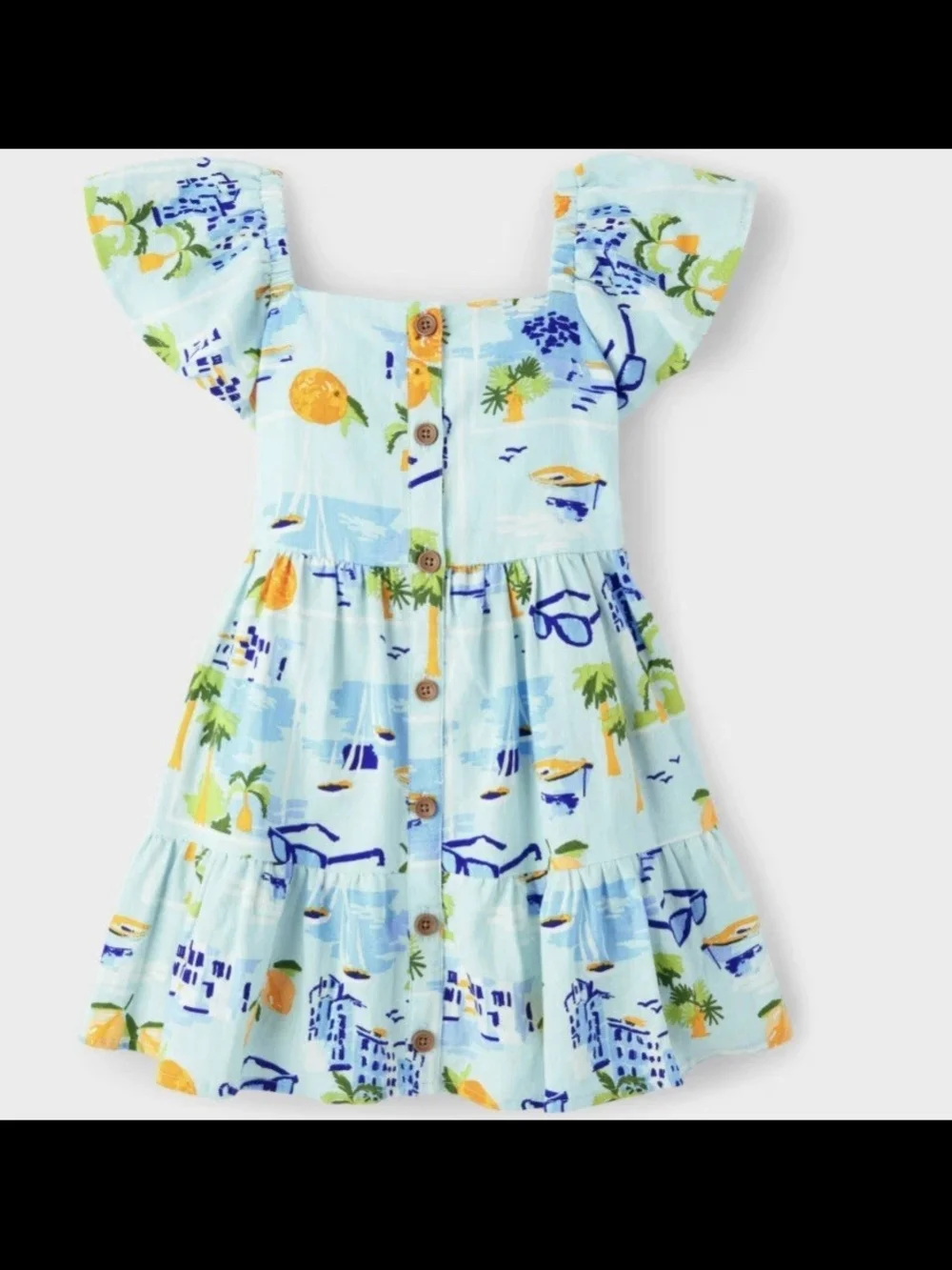 Gymboree Light Blue Tropical Button-Front Sundress